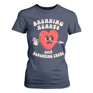 Valentine's Day T Shirt For Women Breaking Hearts And Blasting Farts TS09 Navy Print Your Wear