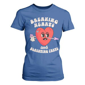 Valentine's Day T Shirt For Women Breaking Hearts And Blasting Farts TS09 Royal Blue Print Your Wear