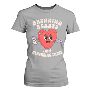 Valentine's Day T Shirt For Women Breaking Hearts And Blasting Farts TS09 Sport Gray Print Your Wear