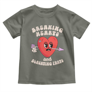 Valentine's Day Toddler T Shirt Breaking Hearts And Blasting Farts TS09 Military Green Print Your Wear