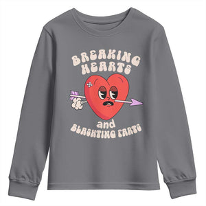 Valentine's Day Youth Sweatshirt Breaking Hearts And Blasting Farts TS09 Charcoal Print Your Wear