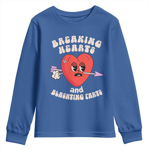 Valentine's Day Youth Sweatshirt Breaking Hearts And Blasting Farts TS09 Royal Blue Print Your Wear