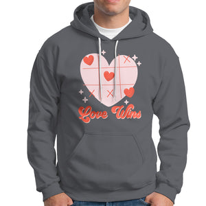 Valentine's Day Hoodie Love Always Wins Funny Heart Tic Tac Toe TS09 Charcoal Printyourwear