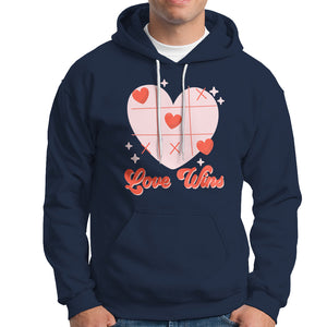 Valentine's Day Hoodie Love Always Wins Funny Heart Tic Tac Toe TS09 Navy Printyourwear