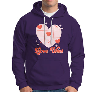 Valentine's Day Hoodie Love Always Wins Funny Heart Tic Tac Toe TS09 Purple Printyourwear