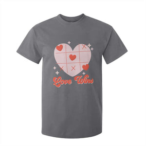 Valentine's Day T Shirt For Kid Love Always Wins Funny Heart Tic Tac Toe TS09 Charcoal Print Your Wear