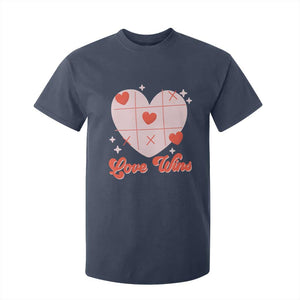 Valentine's Day T Shirt For Kid Love Always Wins Funny Heart Tic Tac Toe TS09 Navy Print Your Wear