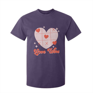 Valentine's Day T Shirt For Kid Love Always Wins Funny Heart Tic Tac Toe TS09 Purple Print Your Wear