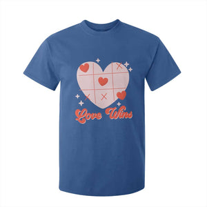 Valentine's Day T Shirt For Kid Love Always Wins Funny Heart Tic Tac Toe TS09 Royal Blue Print Your Wear