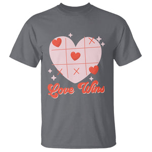 Valentine's Day T Shirt Love Always Wins Funny Heart Tic Tac Toe TS09 Charcoal Printyourwear