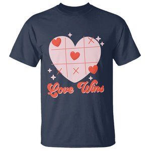 Valentine's Day T Shirt Love Always Wins Funny Heart Tic Tac Toe TS09 Navy Printyourwear