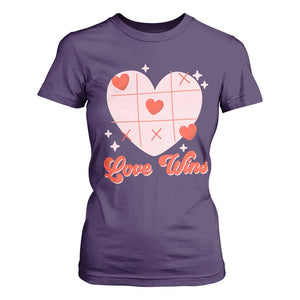 Valentine's Day T Shirt For Women Love Always Wins Funny Heart Tic Tac Toe TS09 Purple Print Your Wear