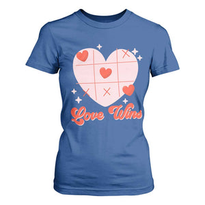 Valentine's Day T Shirt For Women Love Always Wins Funny Heart Tic Tac Toe TS09 Royal Blue Print Your Wear