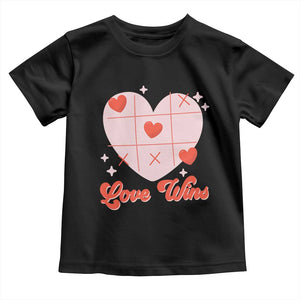 Valentine's Day Toddler T Shirt Love Always Wins Funny Heart Tic Tac Toe TS09 Black Print Your Wear