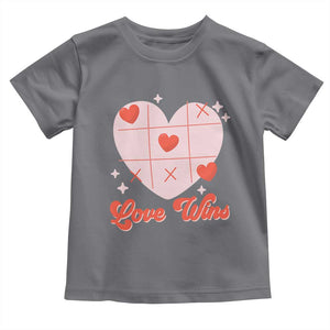 Valentine's Day Toddler T Shirt Love Always Wins Funny Heart Tic Tac Toe TS09 Charcoal Print Your Wear