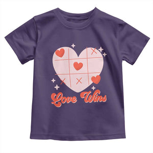 Valentine's Day Toddler T Shirt Love Always Wins Funny Heart Tic Tac Toe TS09 Purple Print Your Wear