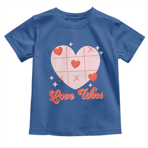 Valentine's Day Toddler T Shirt Love Always Wins Funny Heart Tic Tac Toe TS09 Royal Blue Print Your Wear