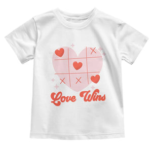 Valentine's Day Toddler T Shirt Love Always Wins Funny Heart Tic Tac Toe TS09 White Print Your Wear