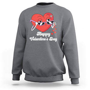 Happy Valentine's Day Cute Heart Bae Funny Salting Hearts Sweatshirt TS09 Charcoal Printyourwear