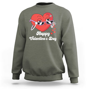 Happy Valentine's Day Cute Heart Bae Funny Salting Hearts Sweatshirt TS09 Military Green Printyourwear