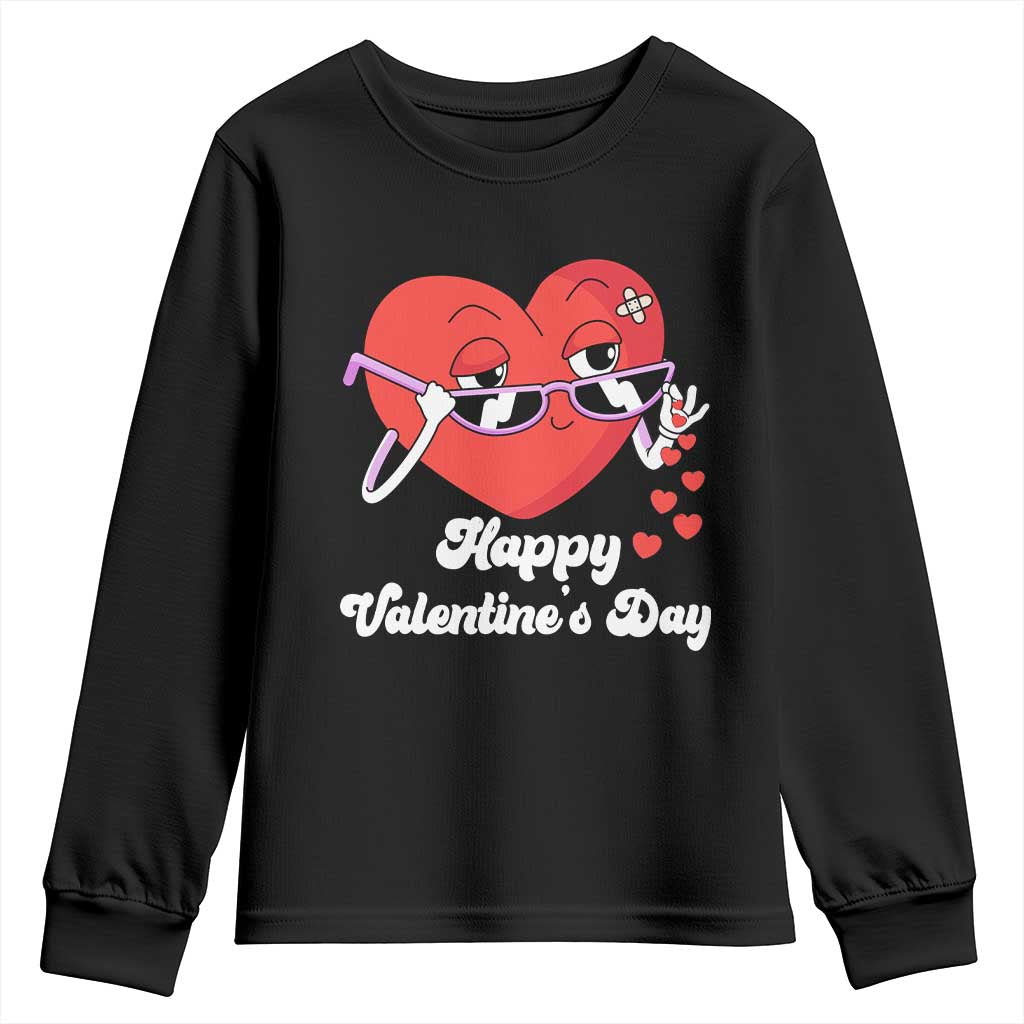 Happy Valentine's Day Cute Heart Bae Funny Salting Hearts Youth Sweatshirt TS09 Black Print Your Wear