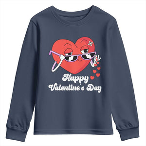 Happy Valentine's Day Cute Heart Bae Funny Salting Hearts Youth Sweatshirt TS09 Navy Print Your Wear