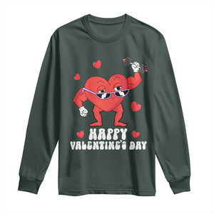 Happy Valentine's Day Gymer Heart Weightlifting Funny Deadlift Fitness Long Sleeve Shirt TS09 Dark Forest Green Print Your Wear