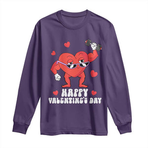 Happy Valentine's Day Gymer Heart Weightlifting Funny Deadlift Fitness Long Sleeve Shirt TS09 Purple Print Your Wear