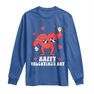 Happy Valentine's Day Gymer Heart Weightlifting Funny Deadlift Fitness Long Sleeve Shirt TS09 Royal Blue Print Your Wear