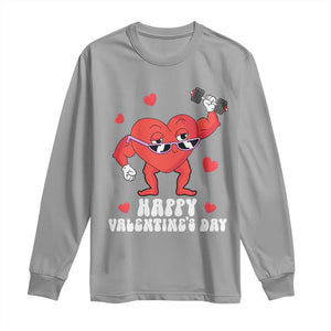 Happy Valentine's Day Gymer Heart Weightlifting Funny Deadlift Fitness Long Sleeve Shirt TS09 Sport Gray Print Your Wear