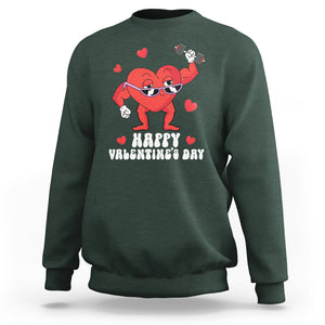 Happy Valentine's Day Gymer Heart Weightlifting Funny Deadlift Fitness Sweatshirt TS09 Dark Forest Green Printyourwear