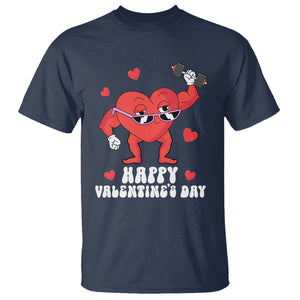 Happy Valentine's Day Gymer Heart Weightlifting Funny Deadlift Fitness T Shirt TS09 Navy Printyourwear