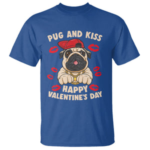 Pug And Kiss Happy Valentine's Day Funny Pet Lover T Shirt TS09 Royal Blue Printyourwear