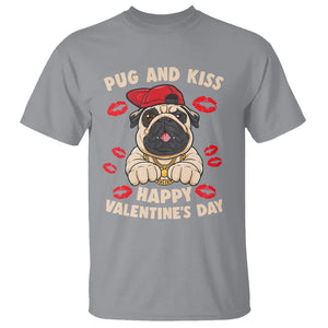 Pug And Kiss Happy Valentine's Day Funny Pet Lover T Shirt TS09 Sport Gray Printyourwear