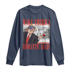 Funny Valentine's Day Trump Long Sleeve Shirt Make America Romantic Again TS09 Navy Print Your Wear