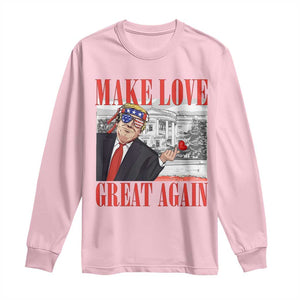 Funny Valentine's Day Trump Long Sleeve Shirt Make Love Great Again TS09 Light Pink Print Your Wear