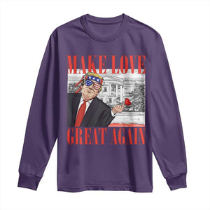 Funny Valentine's Day Trump Long Sleeve Shirt Make Love Great Again TS09 Purple Print Your Wear