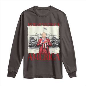 Funny Trump Long Sleeve Shirt My Heart Beats For America Valentine's Day TS09 Dark Chocolate Print Your Wear