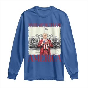 Funny Trump Long Sleeve Shirt My Heart Beats For America Valentine's Day TS09 Royal Blue Print Your Wear