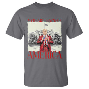 Funny Trump T Shirt My Heart Beats For America Valentine's Day TS09 Charcoal Print Your Wear