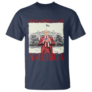 Funny Trump T Shirt My Heart Beats For America Valentine's Day TS09 Navy Print Your Wear