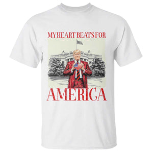 Funny Trump T Shirt My Heart Beats For America Valentine's Day TS09 White Print Your Wear