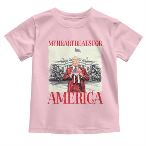 Funny Trump Toddler T Shirt My Heart Beats For America Valentine's Day TS09 Light Pink Print Your Wear