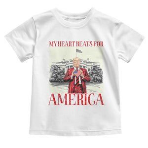 Funny Trump Toddler T Shirt My Heart Beats For America Valentine's Day TS09 White Print Your Wear