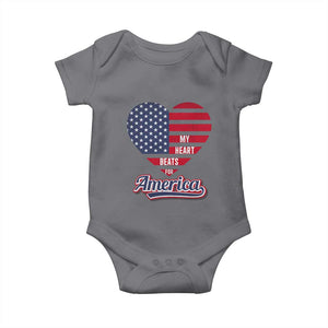 Patriotic Baby Onesie My Heart Beats For America Valentine's Day TS09 Charcoal Print Your Wear