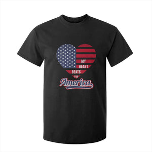 Patriotic T Shirt For Kid My Heart Beats For America Valentine's Day TS09 Black Print Your Wear