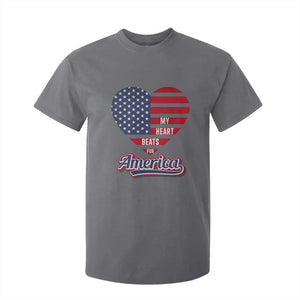 Patriotic T Shirt For Kid My Heart Beats For America Valentine's Day TS09 Charcoal Print Your Wear