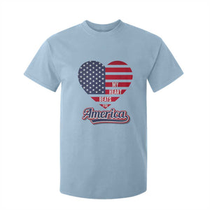 Patriotic T Shirt For Kid My Heart Beats For America Valentine's Day TS09 Light Blue Print Your Wear