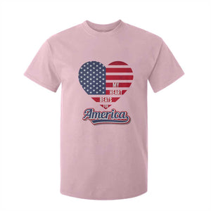 Patriotic T Shirt For Kid My Heart Beats For America Valentine's Day TS09 Light Pink Print Your Wear