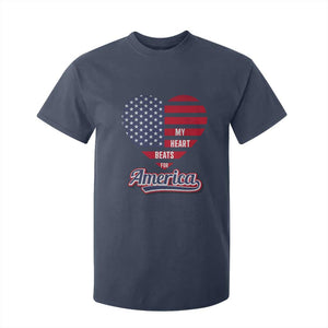 Patriotic T Shirt For Kid My Heart Beats For America Valentine's Day TS09 Navy Print Your Wear